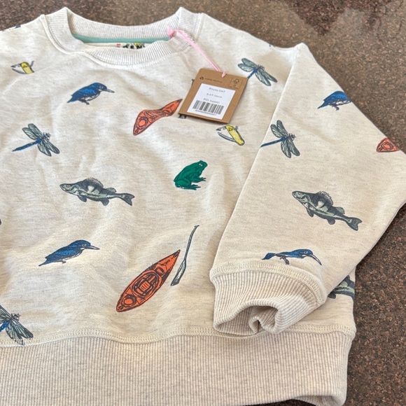 Boden Beige Boys Frogs Fish Canoes Birds Sweatshirt-5-6 YEARS OLD - Picture 5 of 7